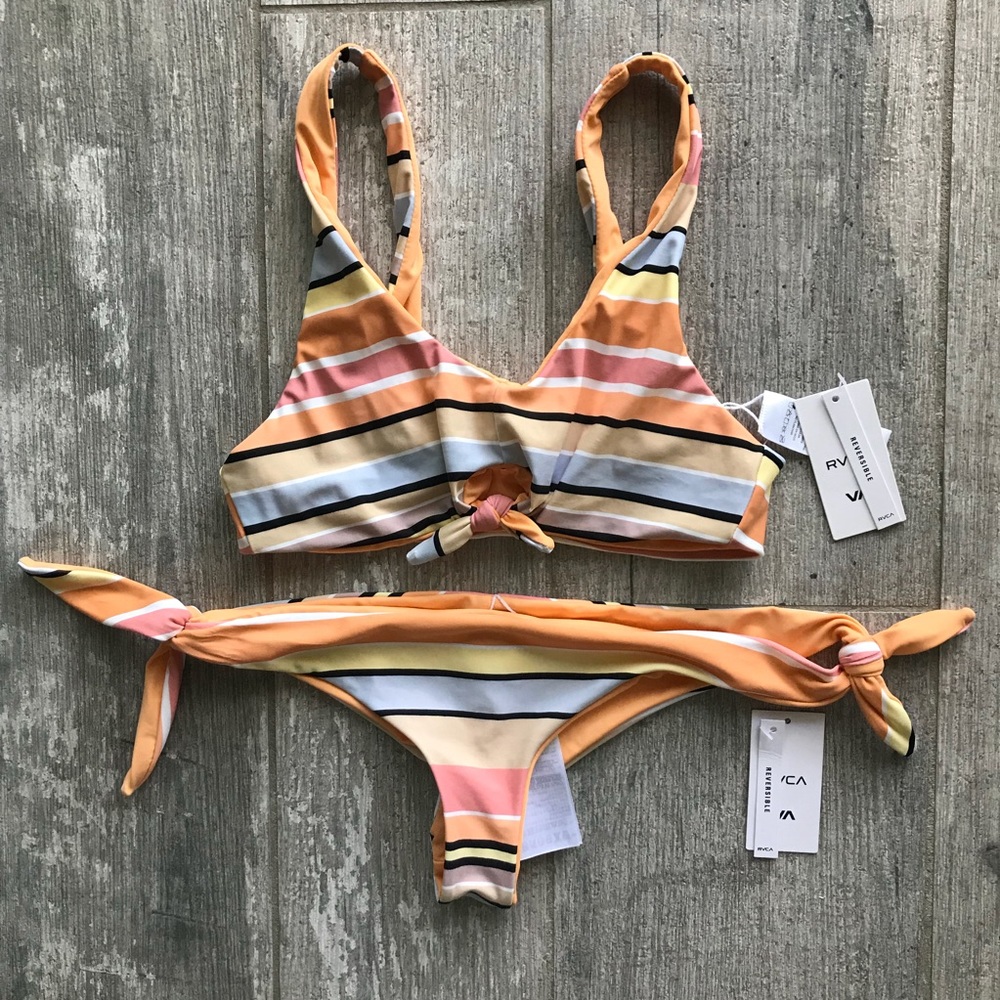 🔥🔥RVCA - RETRO STRIPPED TANK TIE BIKINI SET🔥🔥 - Picture 4 of 8